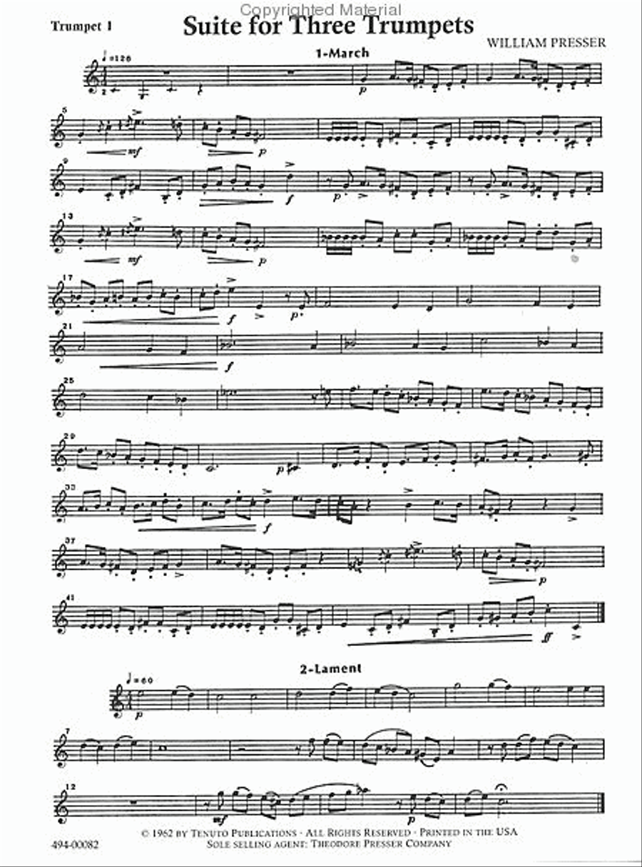 Suite for Three Trumpets Trumpet Trio scores gallery preview page 2