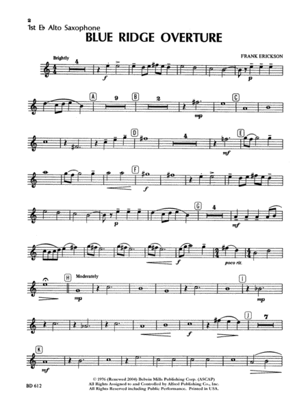 Blue Ridge Overture: E-flat Alto Saxophone