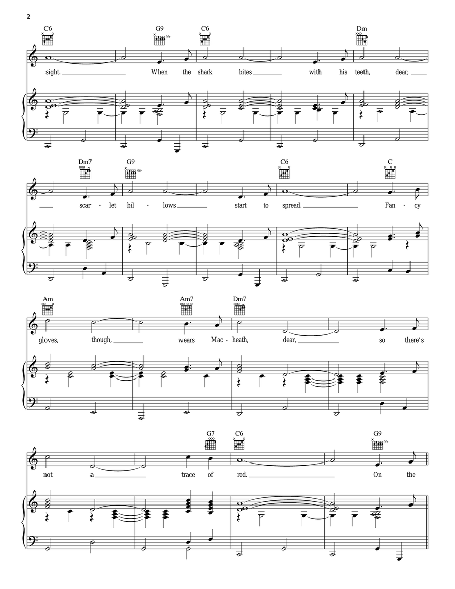 Mack The Knife Piano, Vocal, Guitar scores gallery preview page 2