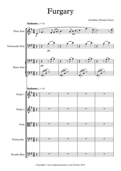 Furgary, for Solo Flute, Cello and Piano and String Orchestra (Standard Arrangement)