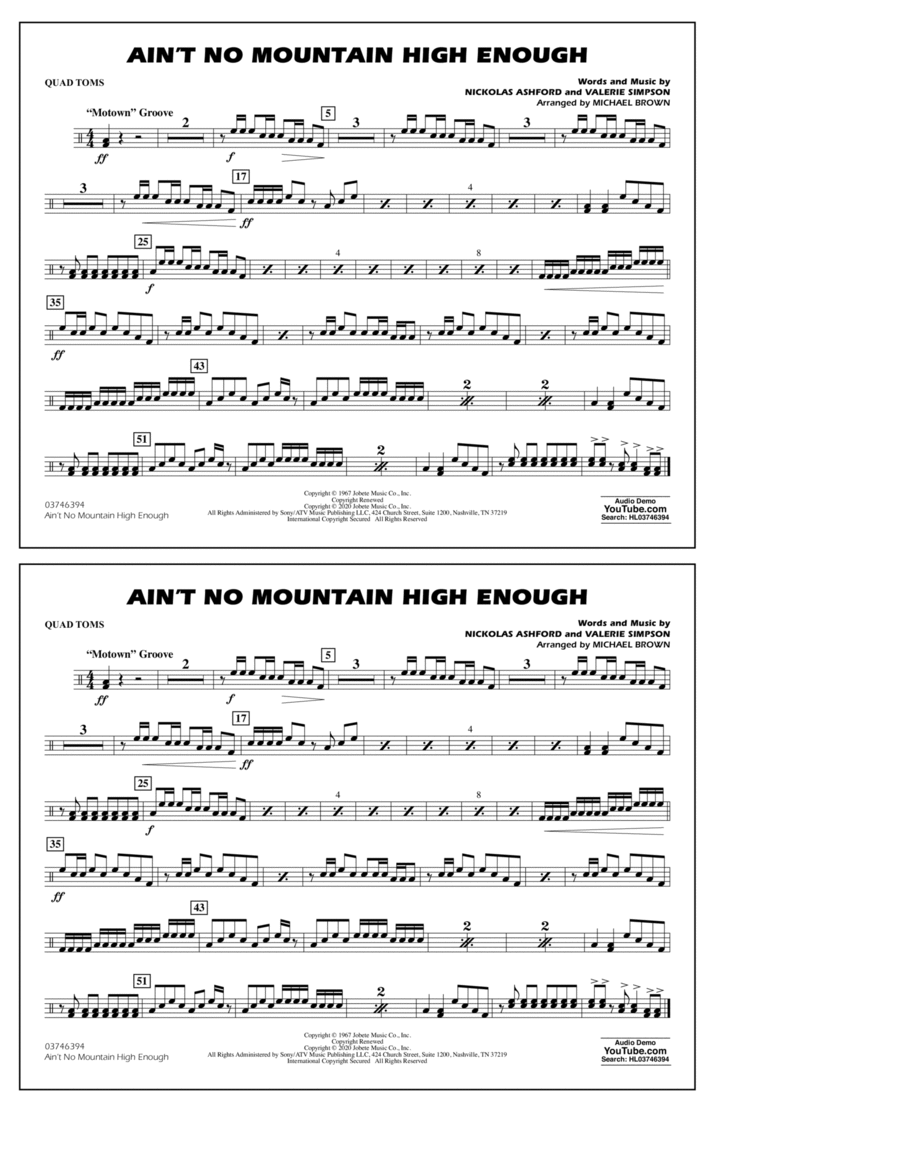 Ain't No Mountain High Enough (arr. Michael Brown) - Quad Toms Marching Band scores gallery preview page 1
