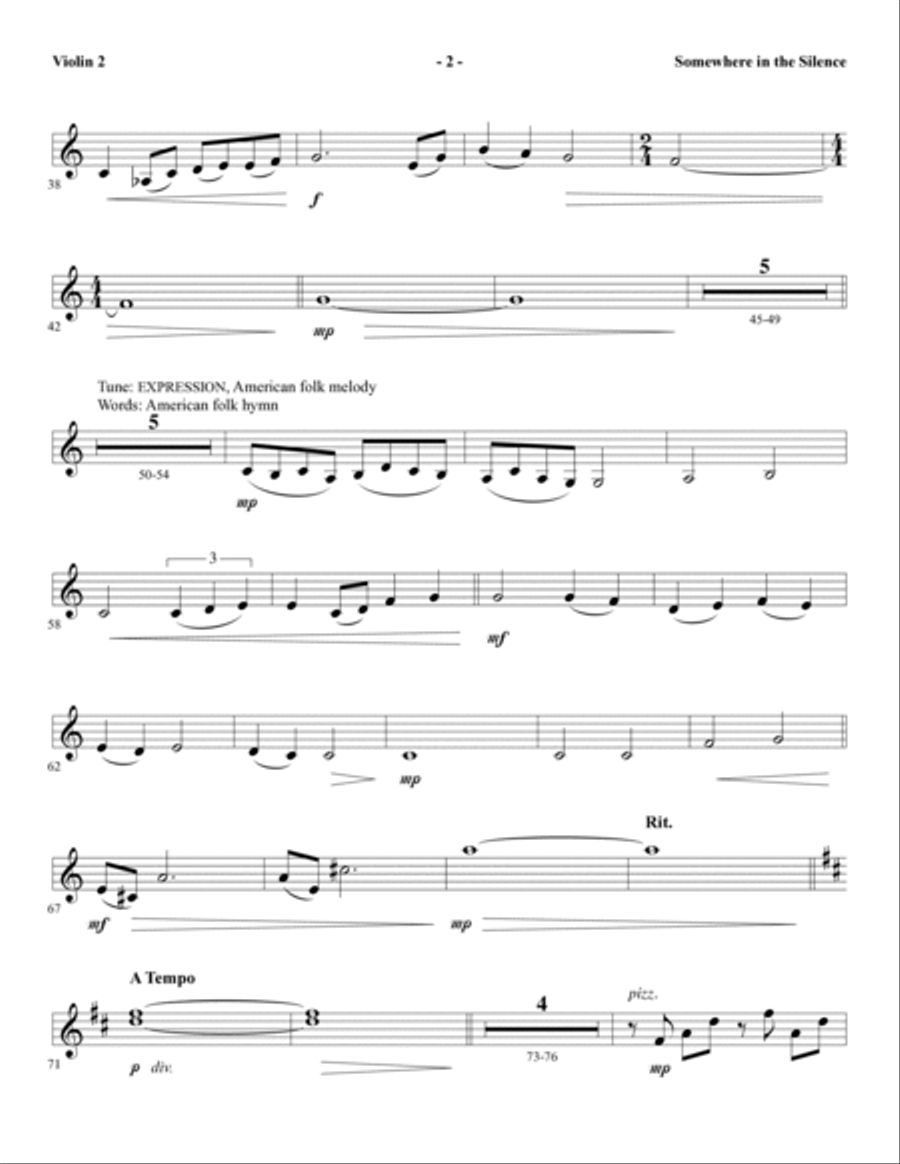 Somewhere in the Silence - Violin 2 Choir scores gallery preview page 2