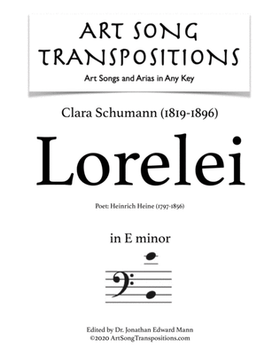 SCHUMANN: Lorelei (transposed to E minor, bass clef)