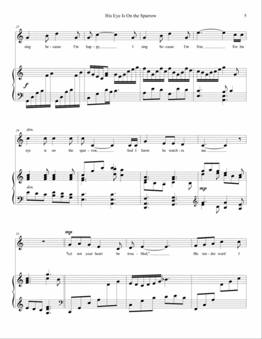 His Eye Is On the Sparrow High Voice scores gallery preview page 5