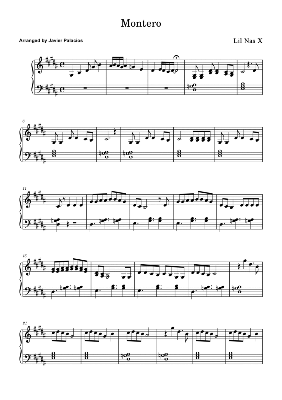Montero Piano Solo scores gallery preview page 1