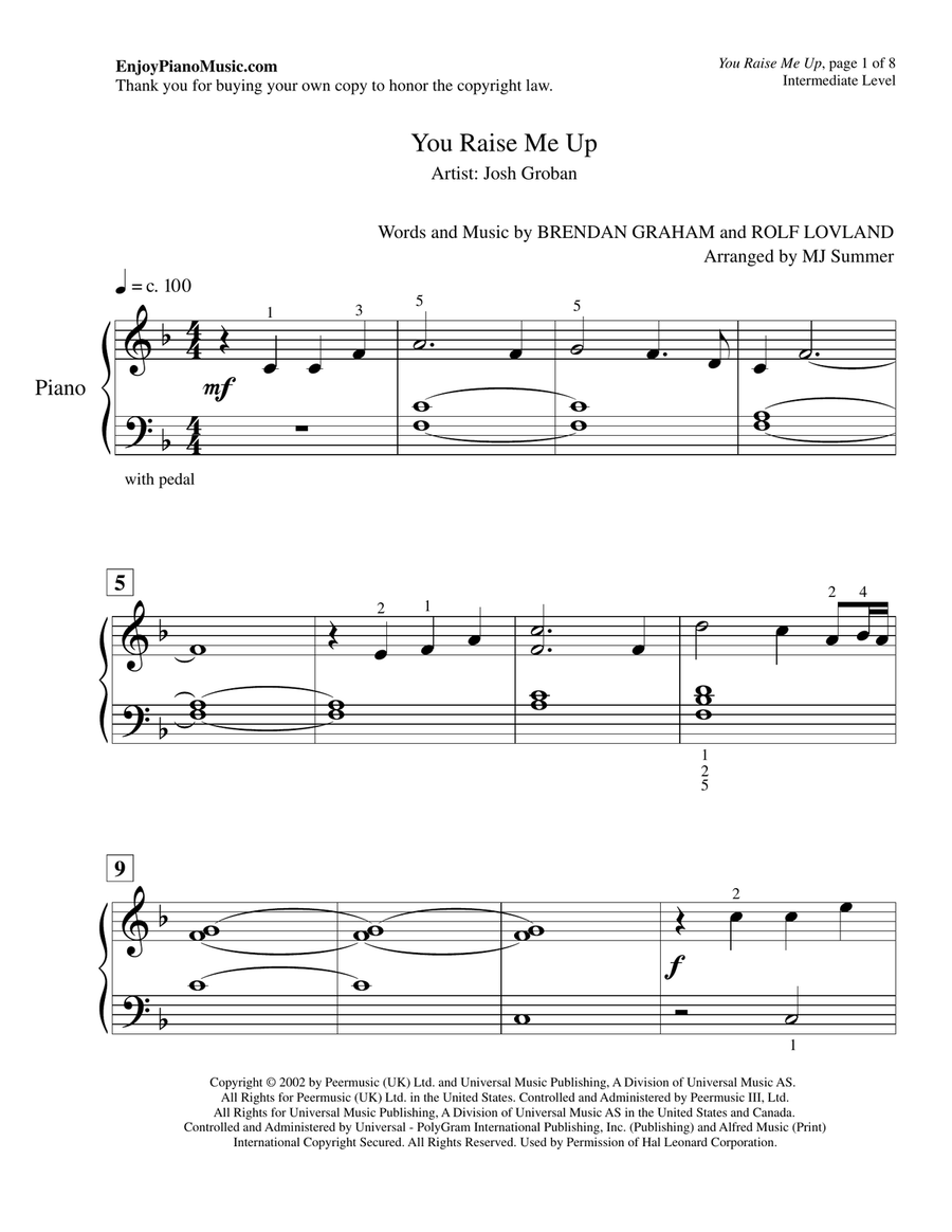 You Raise Me Up Piano Method scores gallery preview page 2