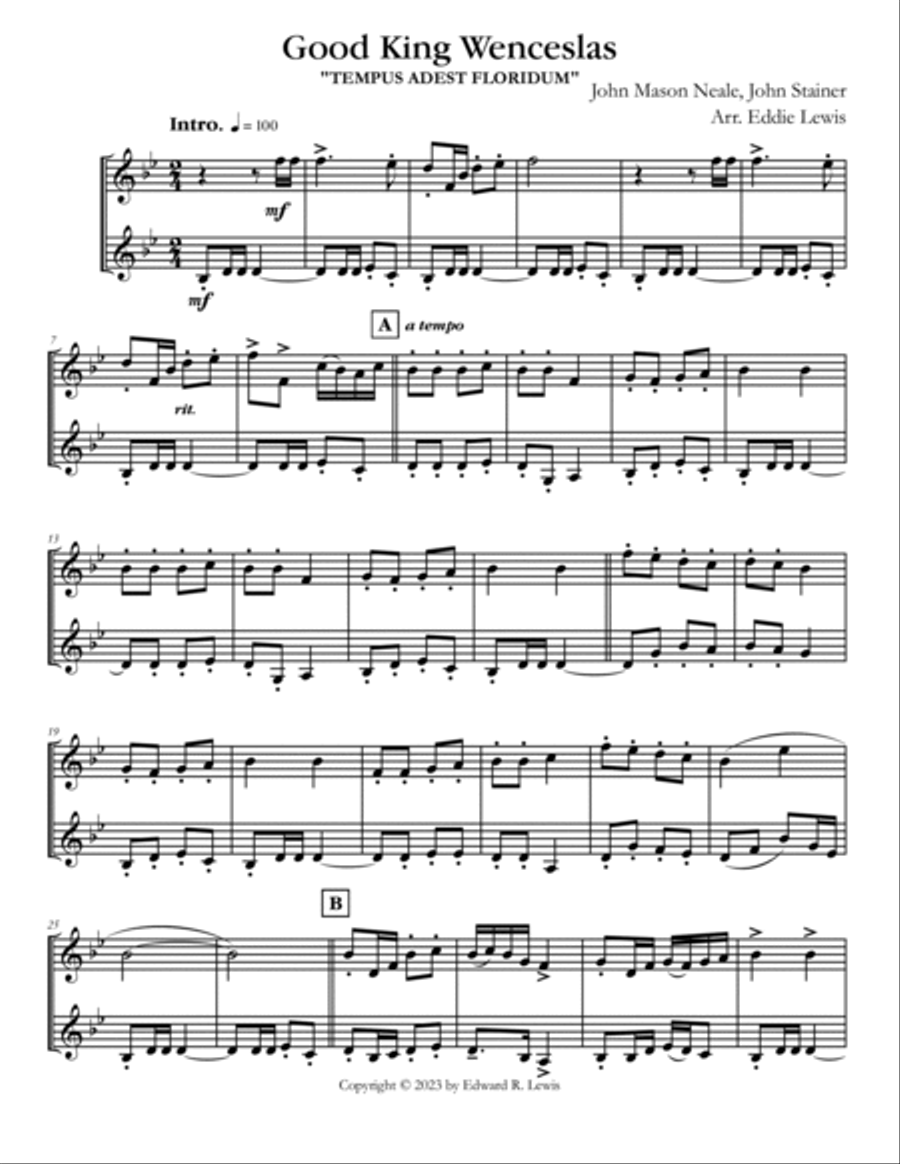 Good King Wenceslas for Trumpet Duet Trumpet Duet scores gallery preview page 2