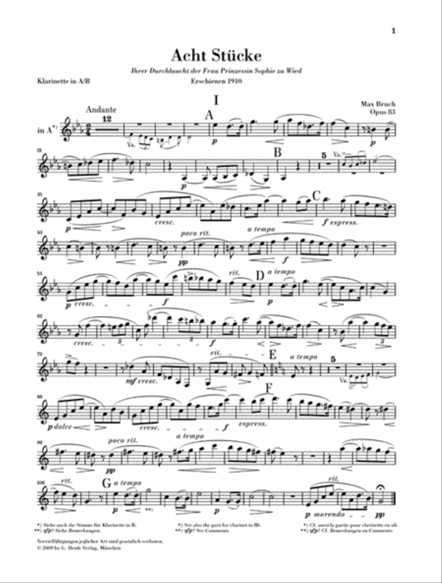 8 Pieces, Op. 83 Clarinet scores gallery preview page 3