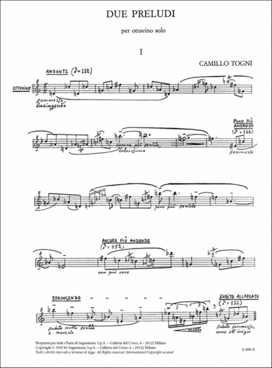 Due Preludi (1980) Per Ottavino (2-20) Flute Solo scores gallery preview page 2