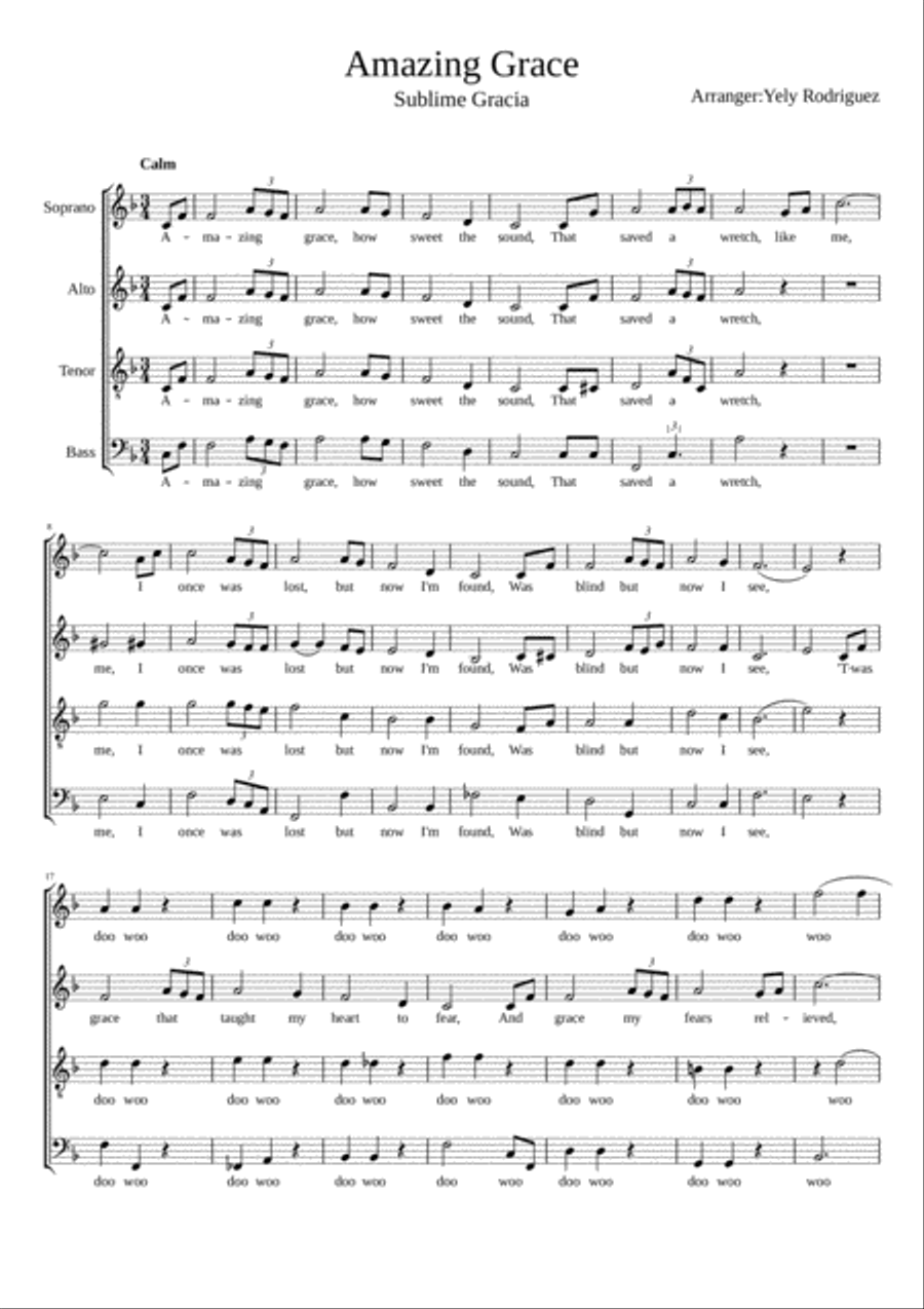 Amazing Grace 4-Part scores gallery preview page 1