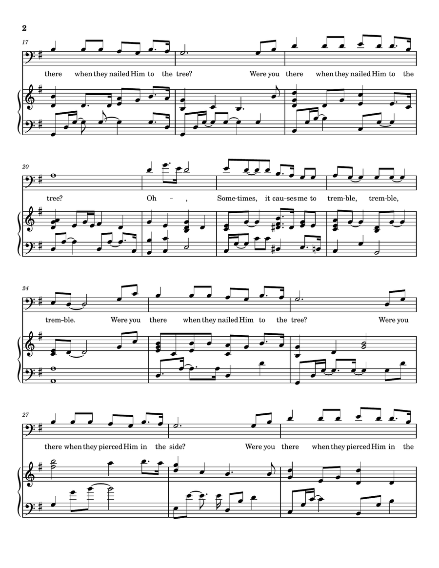 Were You There When They Crucified My Lord? [G Major - Low Voice] Piano, Vocal scores gallery preview page 3
