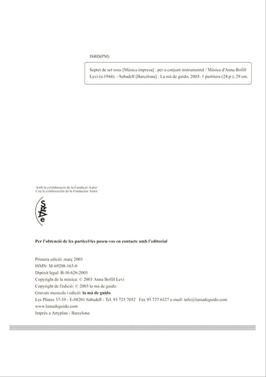 Septet de set sous Septet de set sous Large Ensemble scores gallery preview page 2