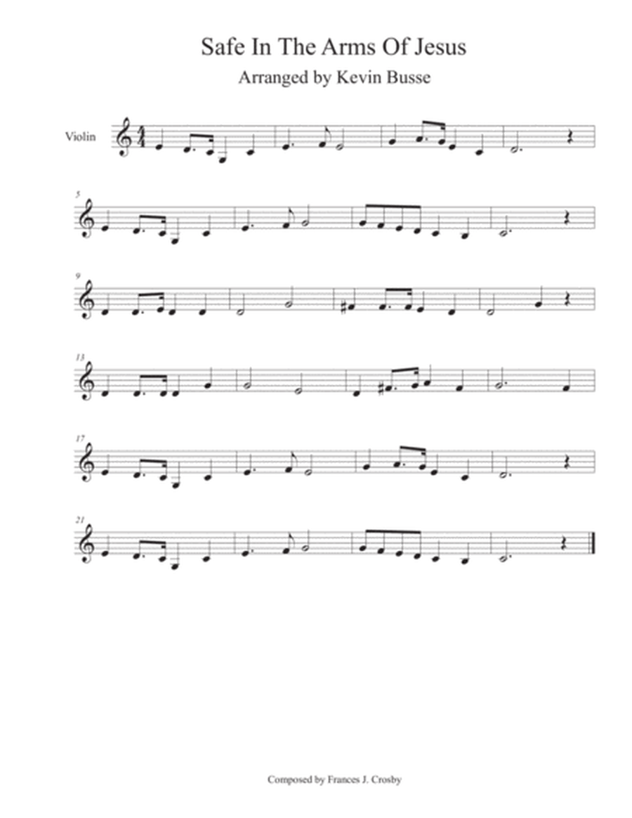Safe In The Arms Of Jesus (Easy key of C) - Violin image number null
