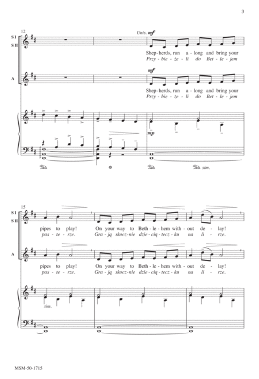 Shepherds, Run Along/Przybieżeli do Betlejem pasterze SSA scores gallery preview page 3