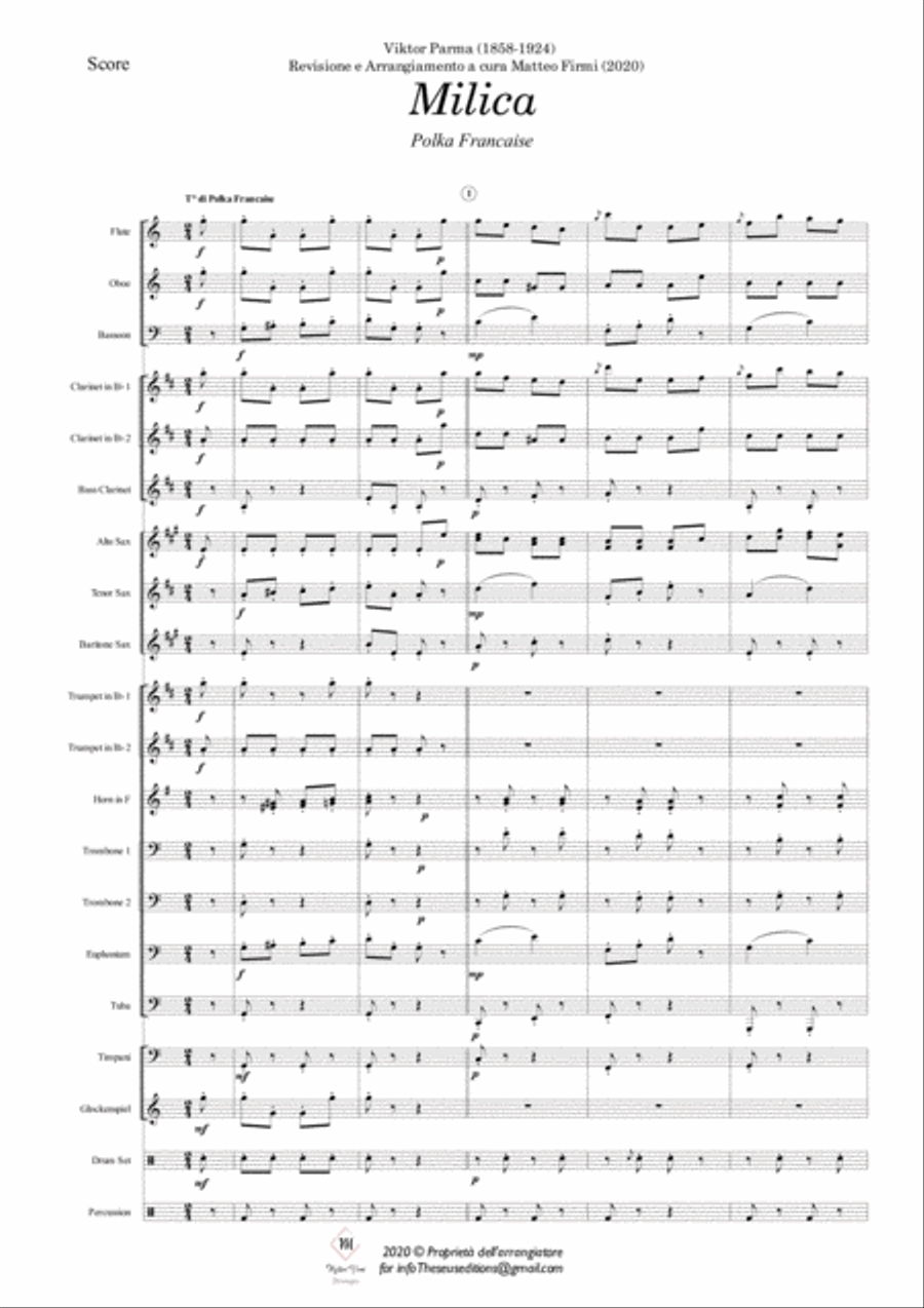 Viktor Parma - Milica, Polka Francaise ( Score and Parts ) Concert Band scores gallery preview page 4