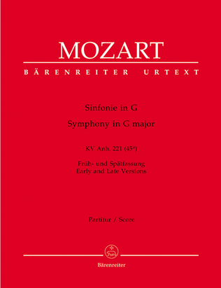 Book cover for Symphony G major, KV Anh. 221 (45a)