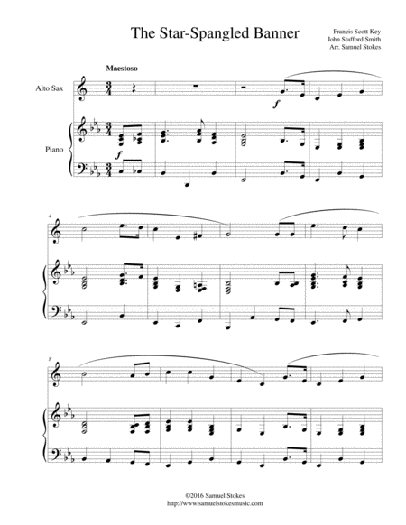 The Star-Spangled Banner - for alto sax and piano image number null