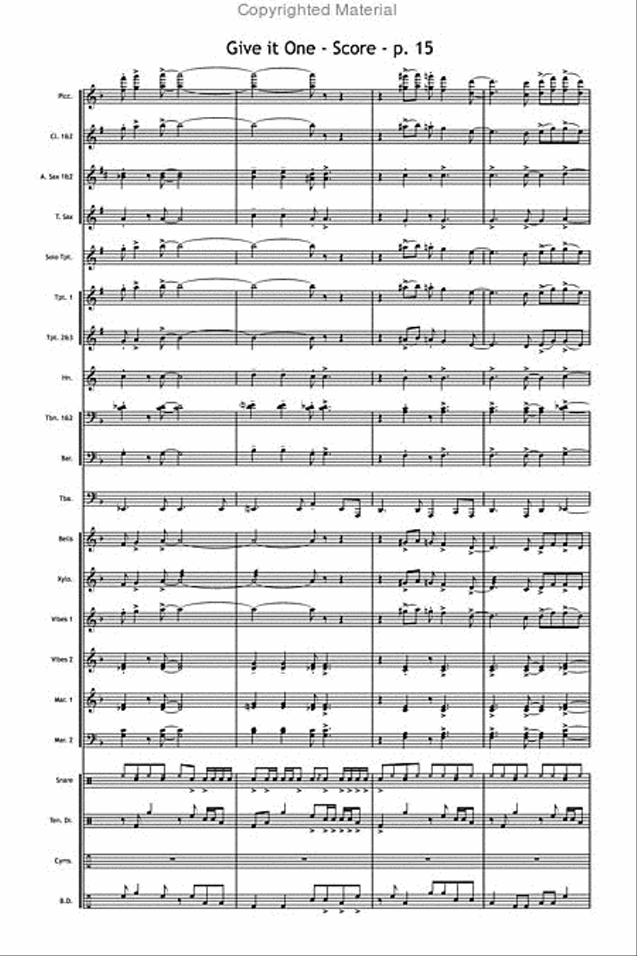 Give It One Marching Band scores gallery preview page 15