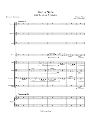 Tace la Notte from the Opera Il Trovatore Score and parts