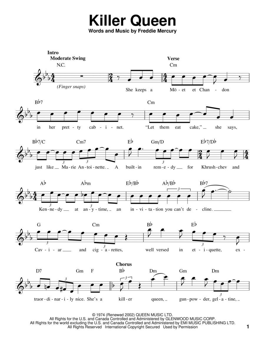 Killer Queen Voice scores gallery preview page 1
