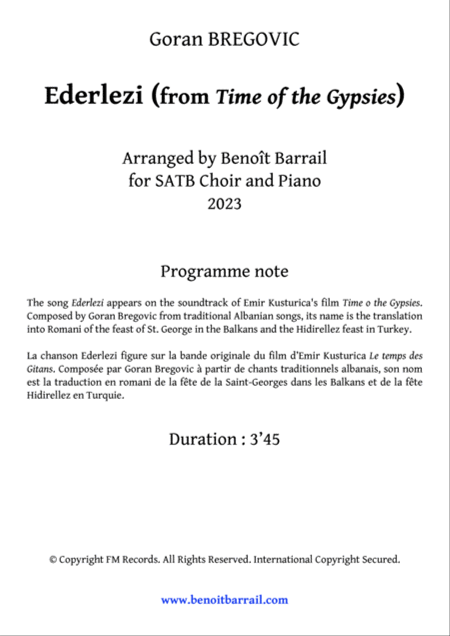 Ederlezi Ederlezi 4-Part scores gallery preview page 3
