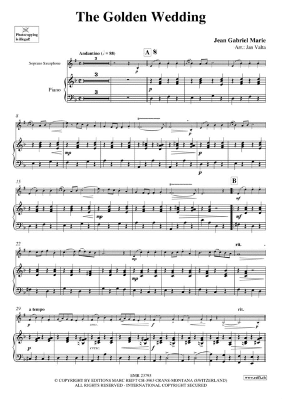 The Golden Wedding Soprano Saxophone scores gallery preview page 3