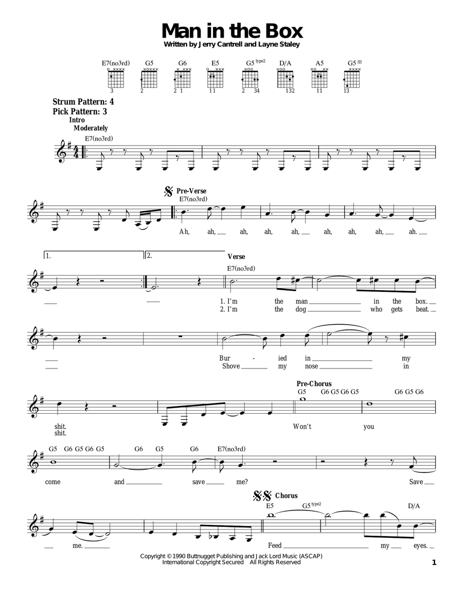 Man In The Box Man In The Box Acoustic Guitar scores gallery preview page 1
