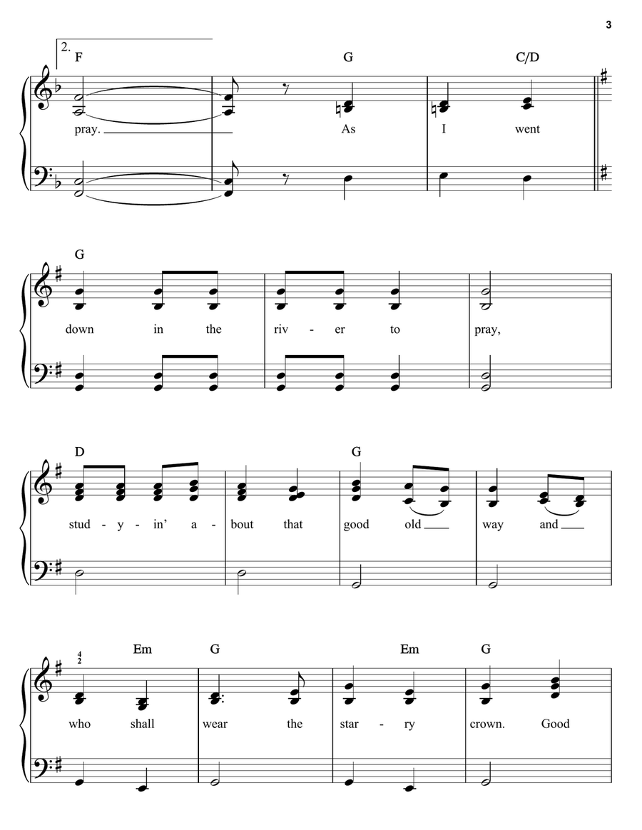 Down To The River To Pray (from O Brother, Where Art Thou?) Easy Piano scores gallery preview page 3