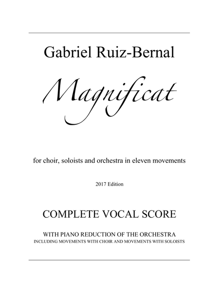 MAGNIFICAT -COMPLETE VOCAL SCORE-. Oratorio in eleven movements. Complete vocal score with piano ac