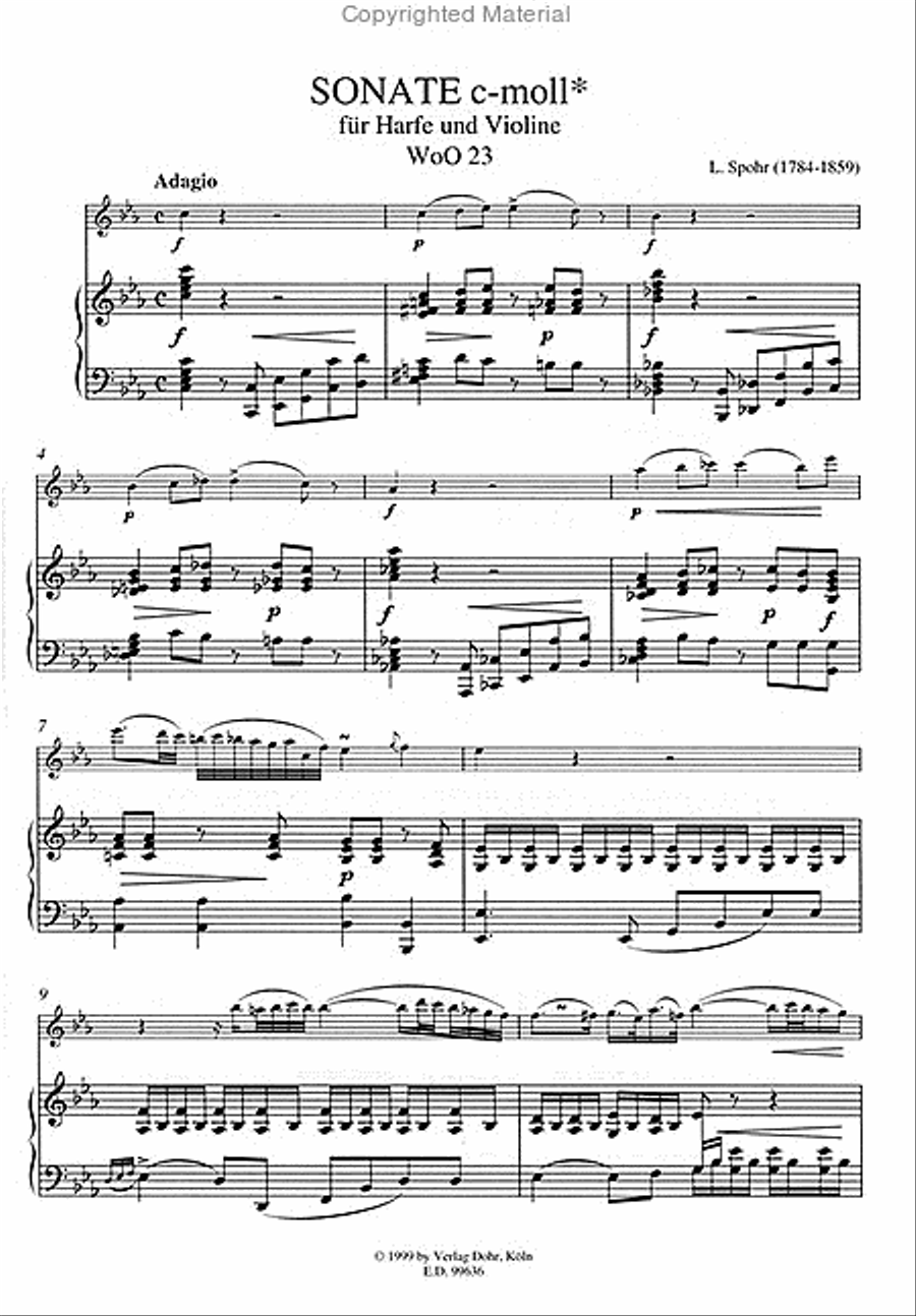 Sonate für Harfe und Violine c-Moll WoO23 (1805) (Originaltonart) Harp scores gallery preview page 2
