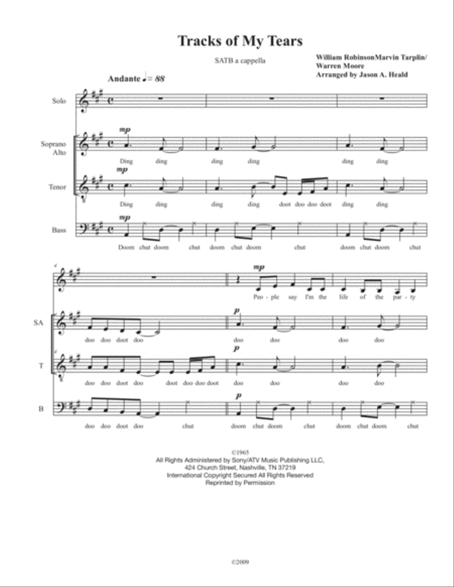 The Tracks Of My Tears 4-Part scores gallery preview page 3