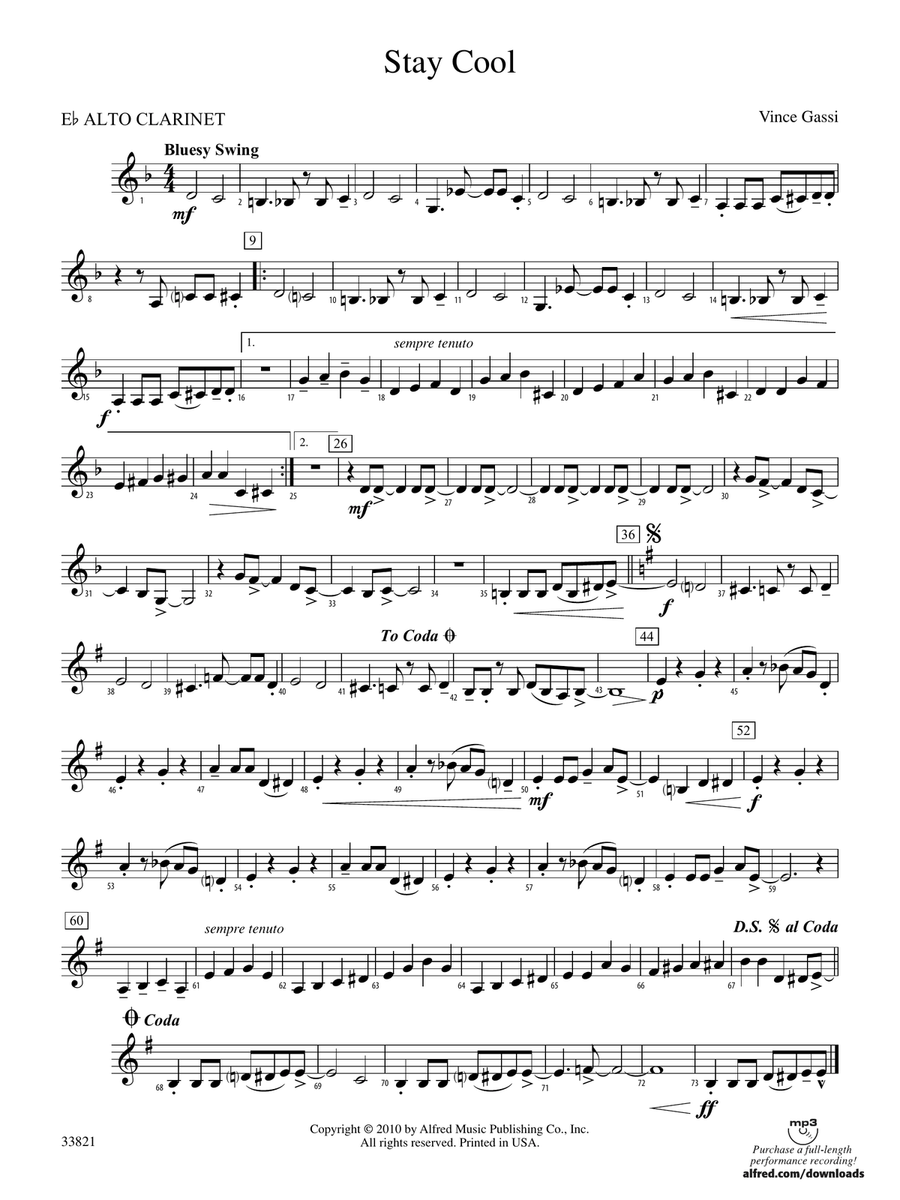Stay Cool: (World Part) E-flat Alto Clarinet