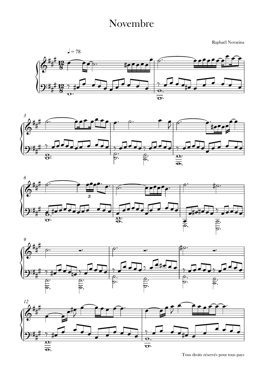 Novembre Piano Solo scores gallery preview page 1