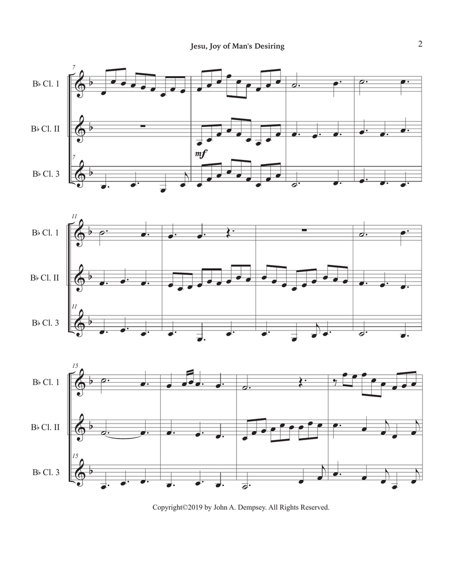 Jesu, Joy of Man's Desiring (Clarinet Trio) Clarinet Trio scores gallery preview page 6