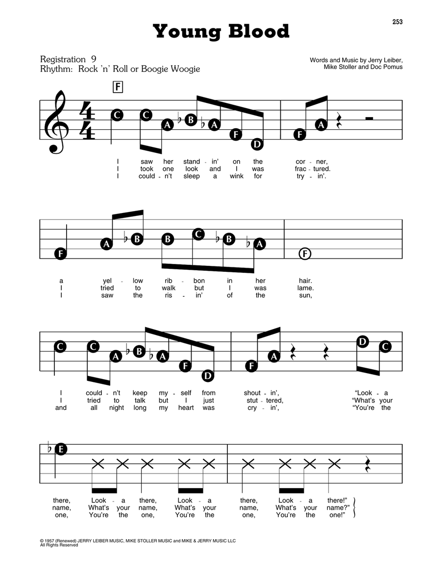 Young Blood Young Blood Electronic Keyboard scores gallery preview page 1