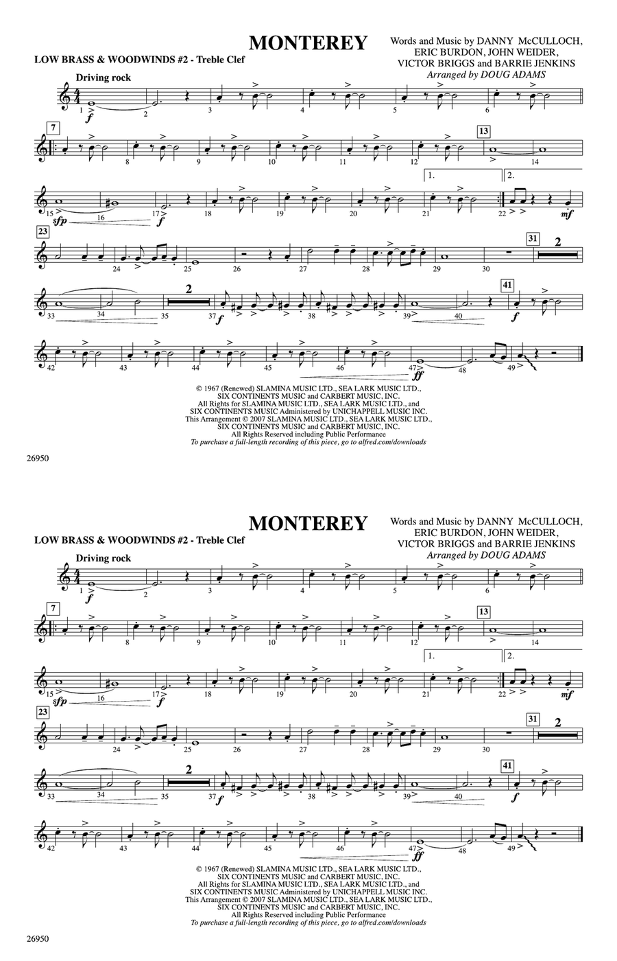 Monterey: Low Brass & Woodwinds #2 - Treble Clef