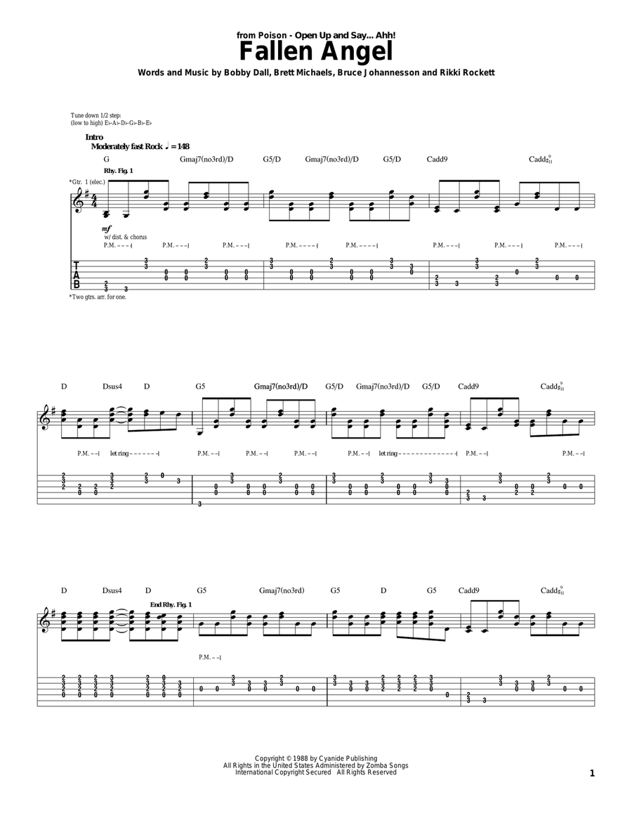 Fallen Angel Acoustic Guitar scores gallery preview page 1