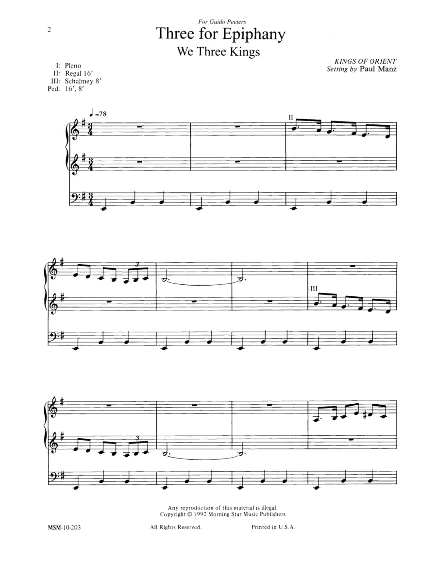 Three for Epiphany Three for Epiphany Organ scores gallery preview page 1