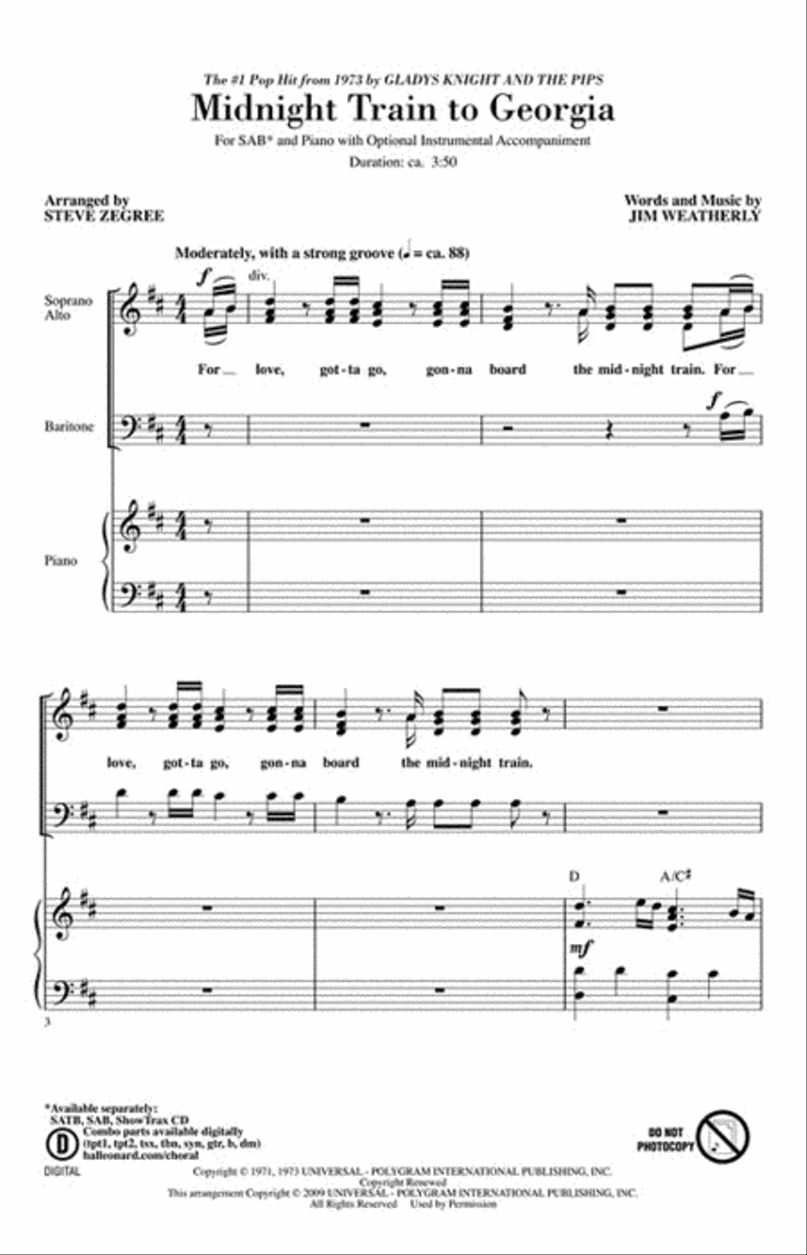 Midnight Train to Georgia 3-Part scores gallery preview page 2