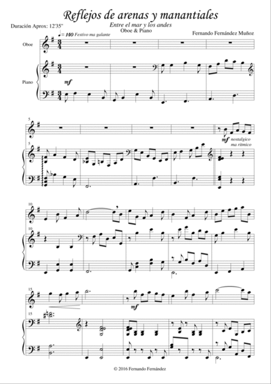 Reflejos de arenas y manantiales Piano scores gallery preview page 2