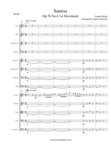 Haydn's 'Sunrise' Allegro con spirito - Score Only image number null