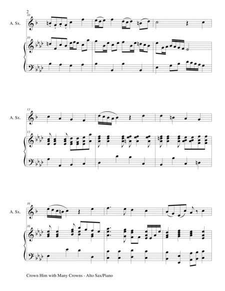 CROWN HIM WITH MANY CROWNS (Duet – Alto Sax and Piano/Score and Parts) image number null