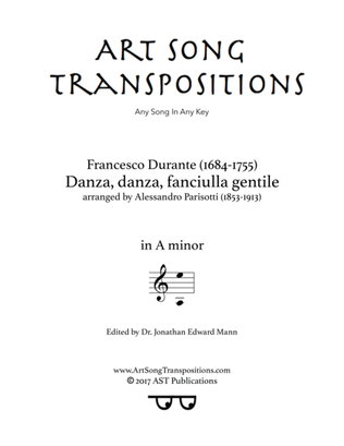 DURANTE: Danza, danza, fanciulla gentile (transposed to A minor)