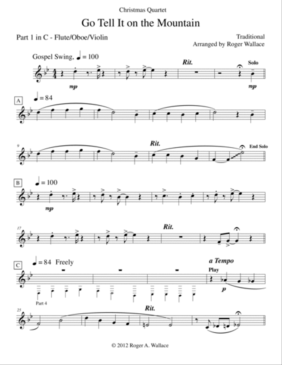 Go Tell It on the Mountain (Brass Quartet) Brass Quartet scores gallery preview page 4