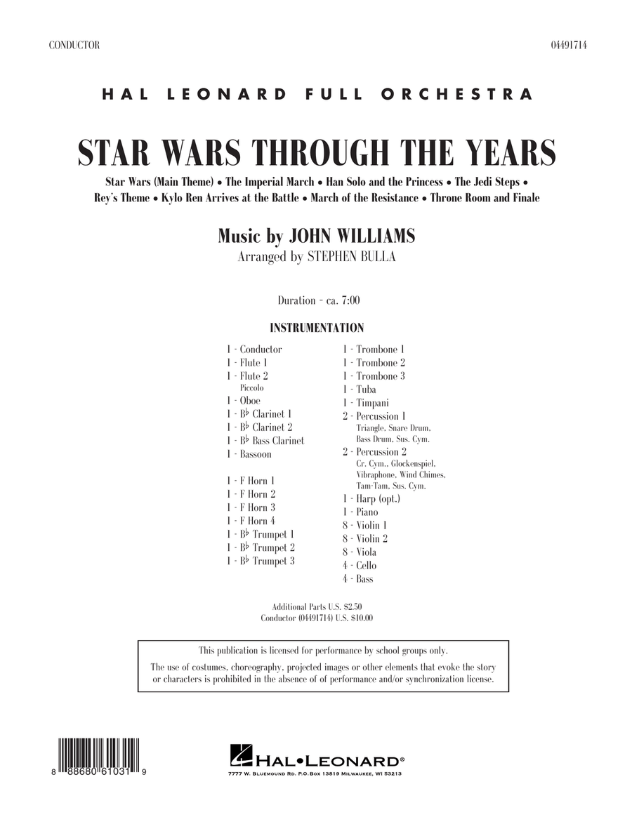 Book cover for Star Wars Through the Years - Conductor Score (Full Score)