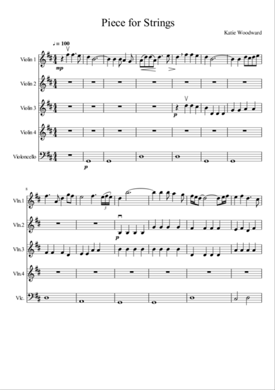 Piece for Strings Chamber Orchestra scores gallery preview page 1