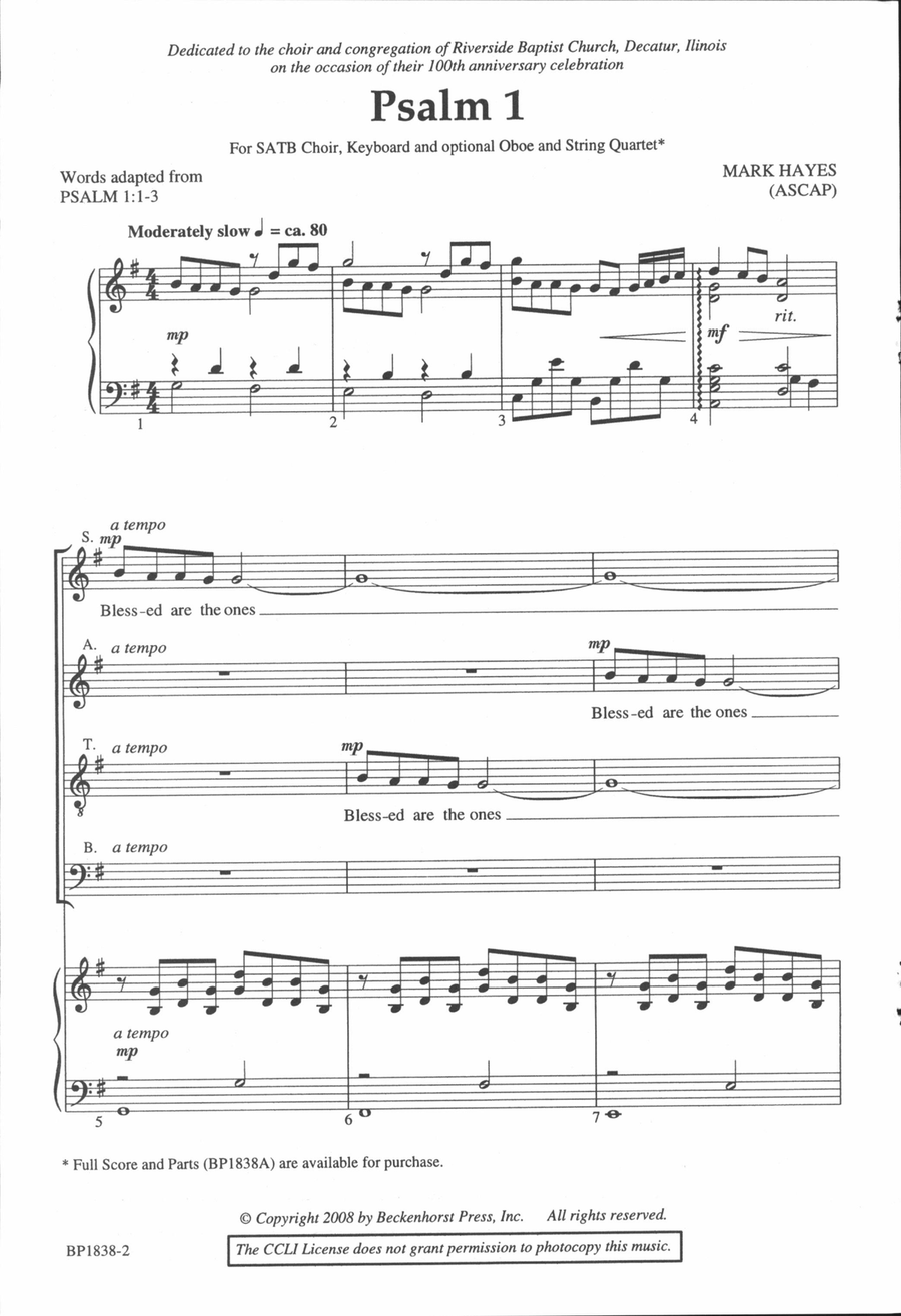 Psalm 1 4-Part scores gallery preview page 2