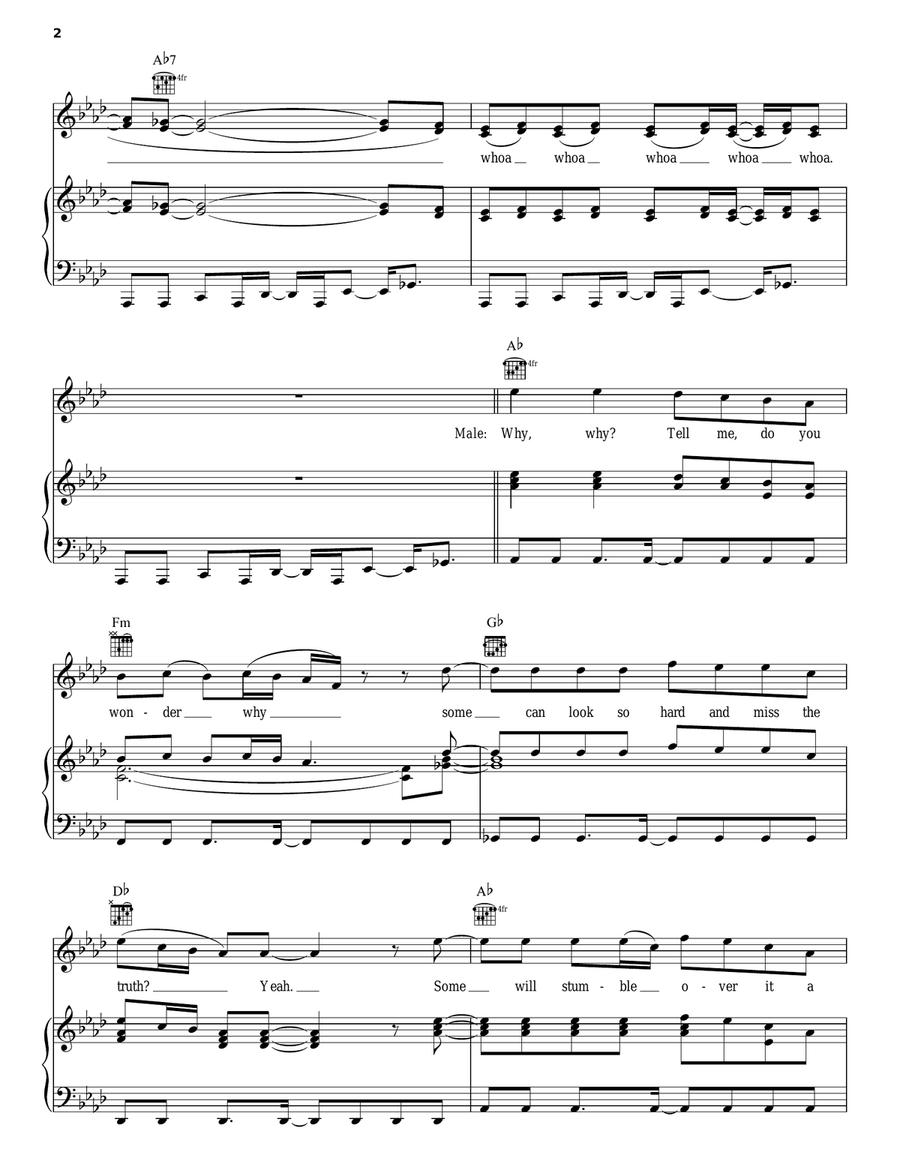 Wonder Why Piano, Vocal, Guitar scores gallery preview page 2