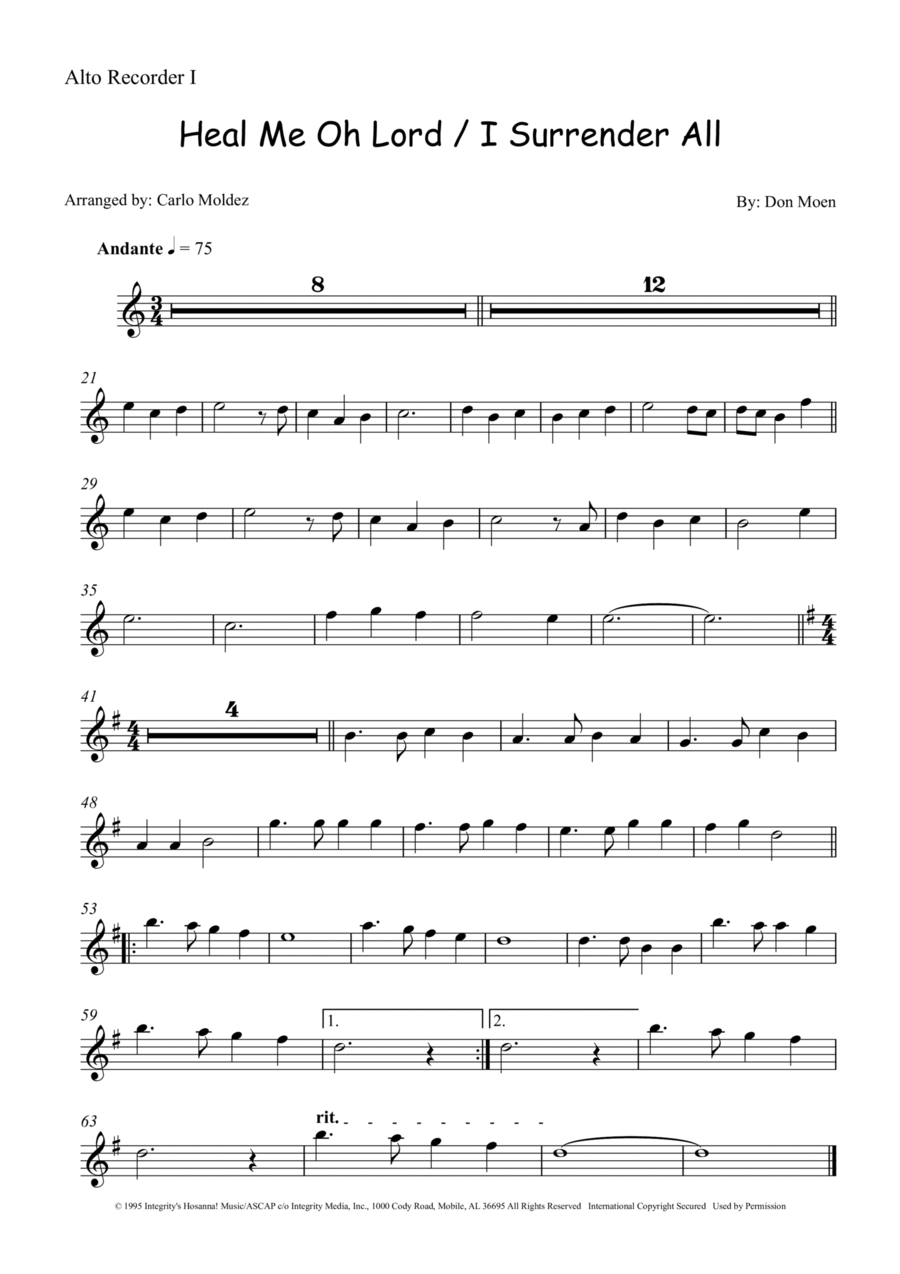 Heal Me O Lord Small Ensemble scores gallery preview page 1