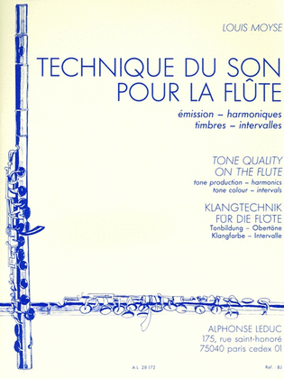 Book cover for Technique Du Son Pour La Flute (flute Solo)